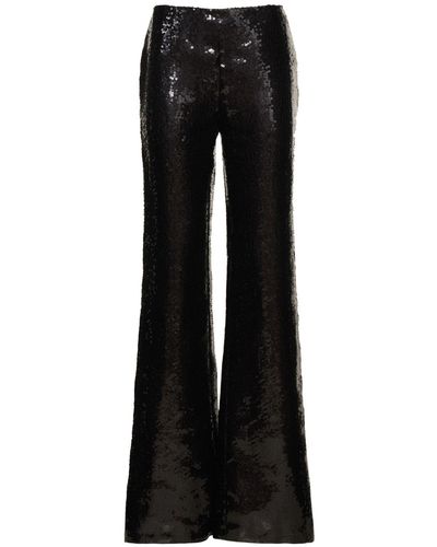 Alberta Ferretti Sequined High Rise Flared Trousers - Black