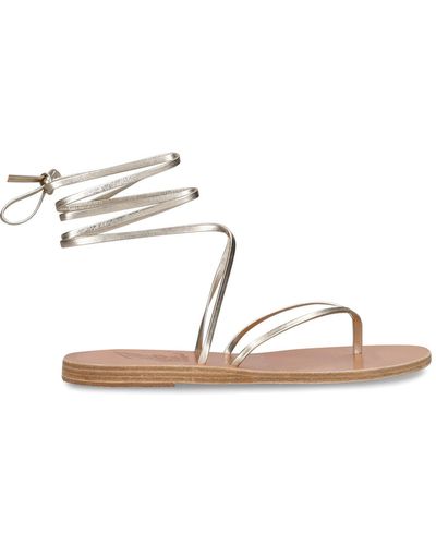 Ancient Greek Sandals 5Mm Celia Metallic Leather Flat Sandals - White