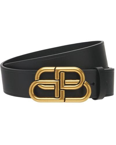 Balenciaga Cinturón De Piel Con Hebilla Con Logo 3.5cm - Negro