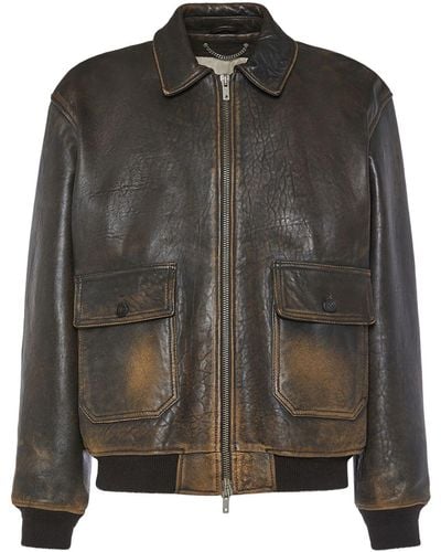 Golden Goose Brown Aviator Leather Jacket - Black