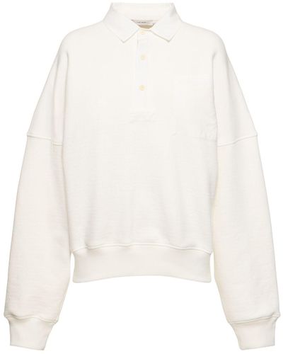 The Row Dende Cotton Blend Knit Polo Sweatshirt - White