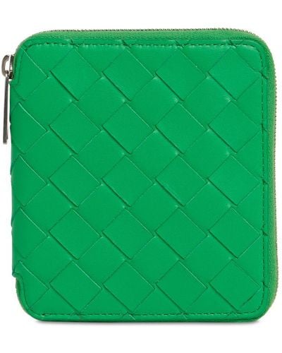 Bottega Veneta Intreccio Leather Wallet - Green