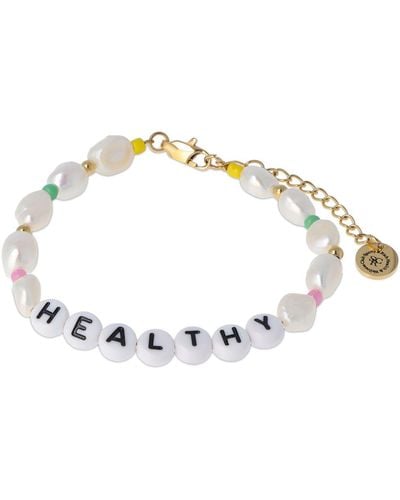 Sporty & Rich Healthy Faux Pearl & Bead Bracelet - Metallic