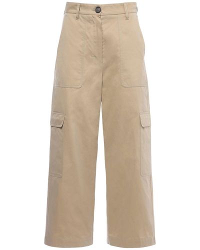 Max Mara Waterproof Cotton Twill Cargo Trousers - Natural