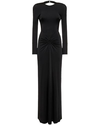 Victoria Beckham Gathered Jersey Maxi Dress - Black