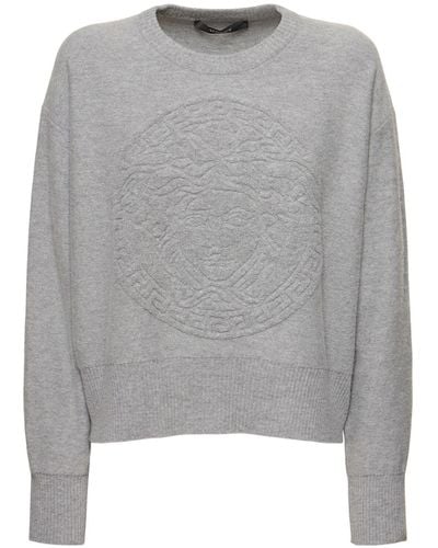 Versace Strickpullover Mit Medusa-logo - Grau