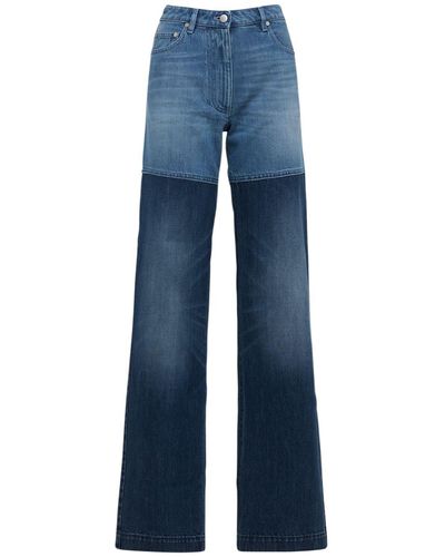 Peter Do Jeans Rectos De Denim De Algodón Con Cintura Alta - Azul