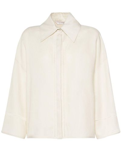 Max Mara Robinia Linen Wide Sleeve Shirt - White