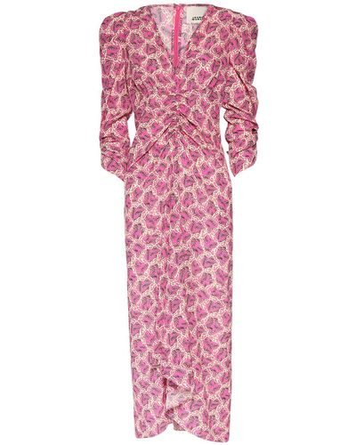 Isabel Marant Albini Floral Gathered Silk Maxi Dress - Pink