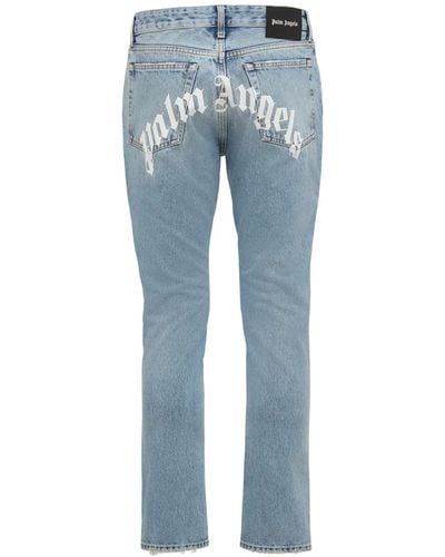 Palm Angels 21cm Jeans Aus Baumwolldenim Mit Logodruck - Blau