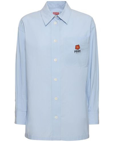 KENZO Boke Flower Cotton Poplin Shirt - Blue