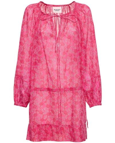 Isabel Marant Minikleid Aus Baumwolle Mit Bindeverschluss - Pink