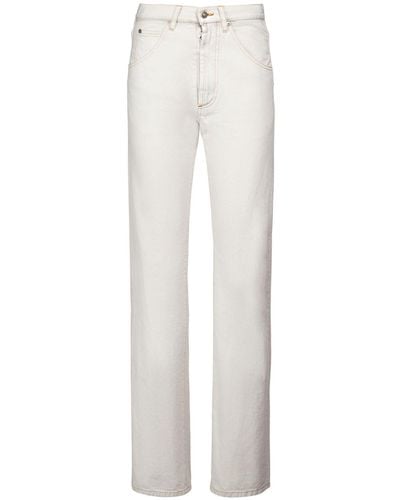 Maison Margiela Bleached Cotton Denim Wide Jeans - White