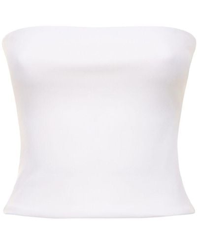 Wardrobe NYC Strapless Opaque Stretch Jersey Top - White