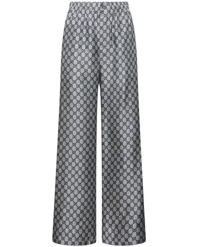Gucci Gg Supreme Silk Pants - Grau