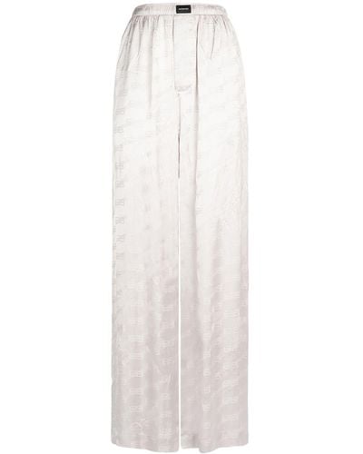 Balenciaga Pantalon en viscose jacquard à monogramme bb - Blanc