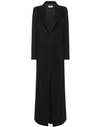 GIUSEPPE DI MORABITO Embellished Wool Blend Long Coat - Black