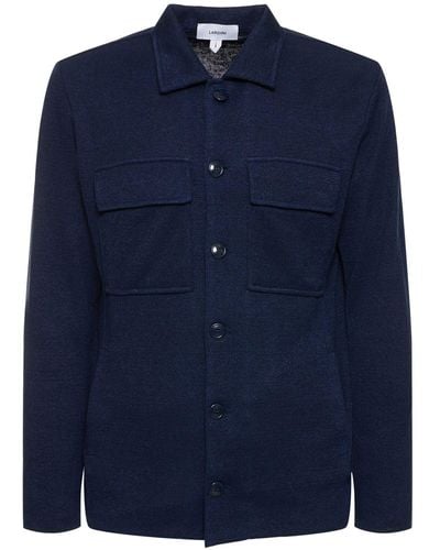 Lardini Linen & Cotton Knit Overshirt - Blue