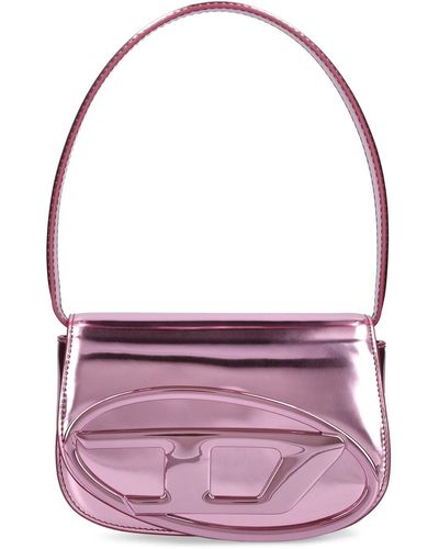 DIESEL 1DR - Ikonische Schultertasche aus Spiegel-Leder - Schultertaschen - Damen - Rosa - Pink