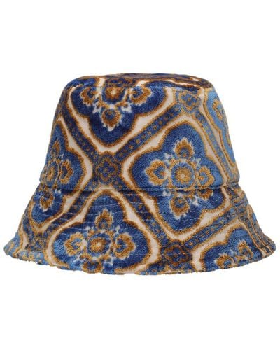Etro Tapestry Cotton Blend Bucket Hat - Blue