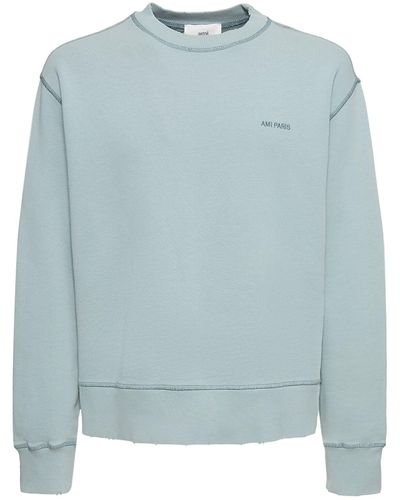 Ami Paris Fade Out Logo Crewneck Sweatshirt - Blau