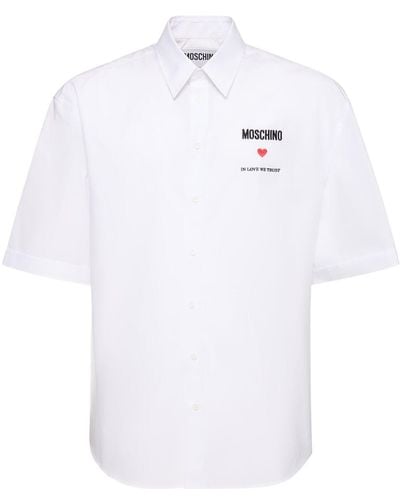 Moschino In Love We Trust Cotton Poplin Shirt - White