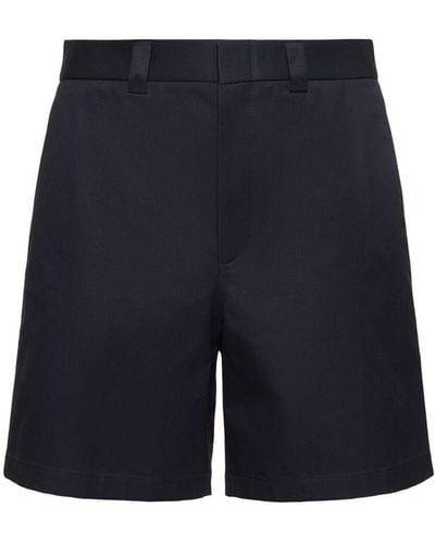 Gucci Double Cotton Twill Shorts With Web - Blue