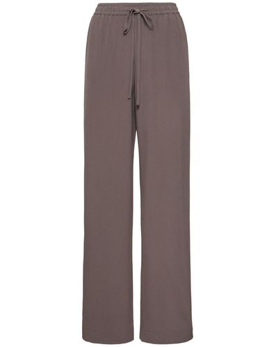 Matteau Silk Elastic Waist Wide Trousers - Brown