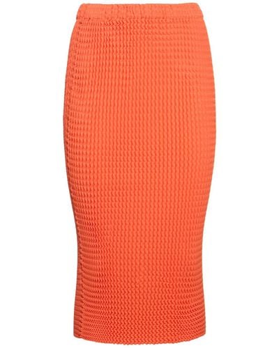 Issey Miyake Pleated Cotton Blend Skirt - Orange
