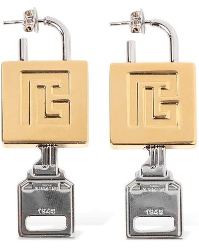 Balmain Key & Lock Earrings in Metallic
