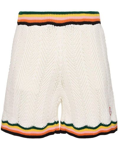 Casablancabrand Chevron Cotton Crochet Shorts - White