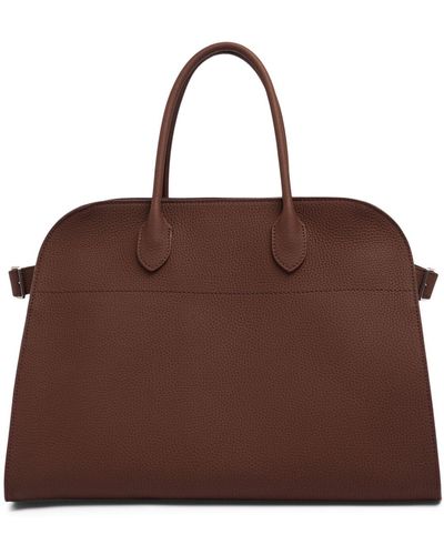 The Row Soft Margaux 15 Leather Tote Bag - Brown