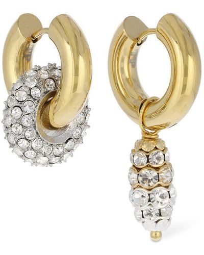 Timeless Pearly Crystal Charm Mismatched Earrings - Metallic