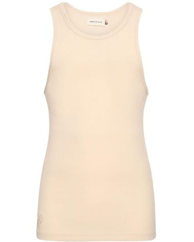 Honor The Gift Monochrome Ribbed Cotton Tank Top - Natural