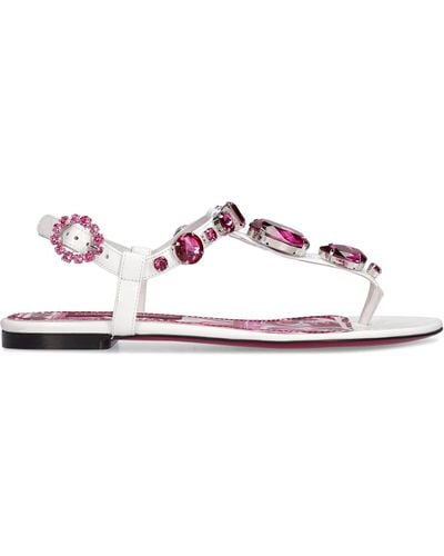 Dolce & Gabbana 10mm Patent Leather Thong Sandals - Pink