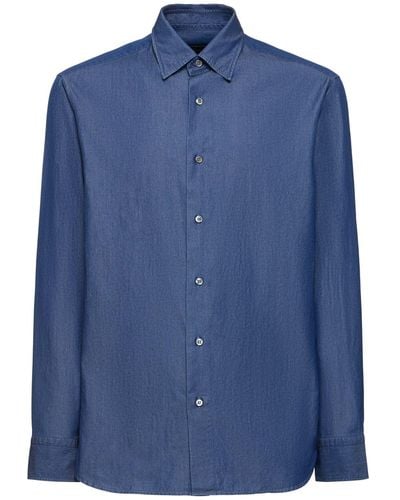 Brioni Regular Fit Cotton Shirt - Blue