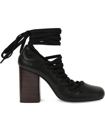 Lemaire 90Mm Laced Leather Court Shoes - Black