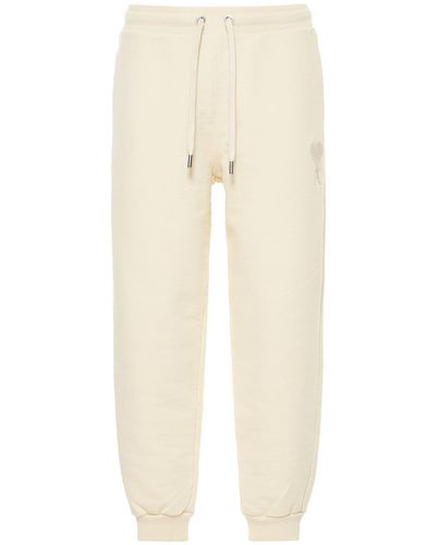 Ami Paris Logo Cotton Jersey Sweatpants - Natural