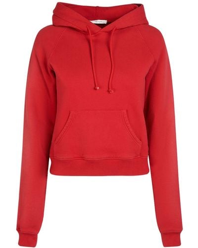 The Row Timmi Cotton Blend Jersey Crop Hoodie - Red