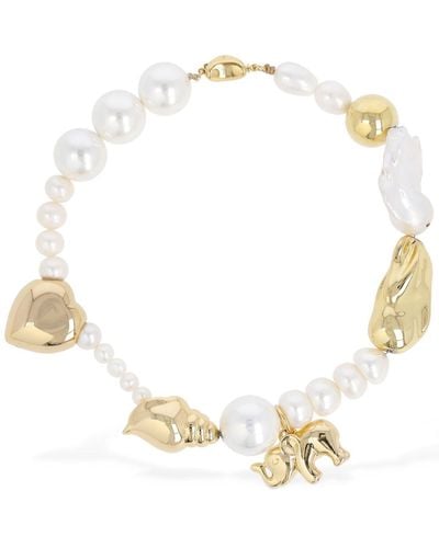 Timeless Pearly Multi Charm Pearl Collar Necklace - Natural
