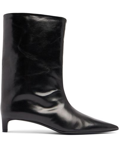 Jil Sander 35Mm Leather Ankle Boots - Black