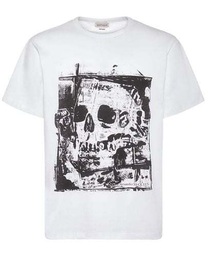 Alexander McQueen T-shirt Aus Baumwolle Mit Schädeldruck - Weiß