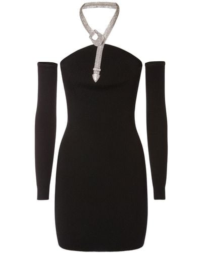 GIUSEPPE DI MORABITO Stretch Cotton Mini Dress - Black