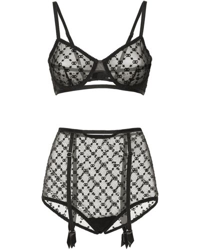Lingerie Set In Tulle With Embroidery Gucci