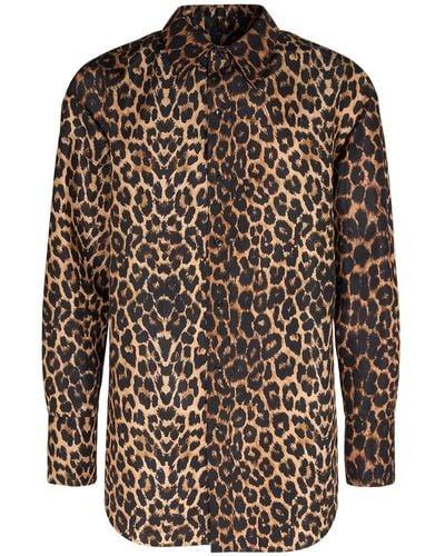 Saint Laurent Leopard Print Silk Shirt - Black