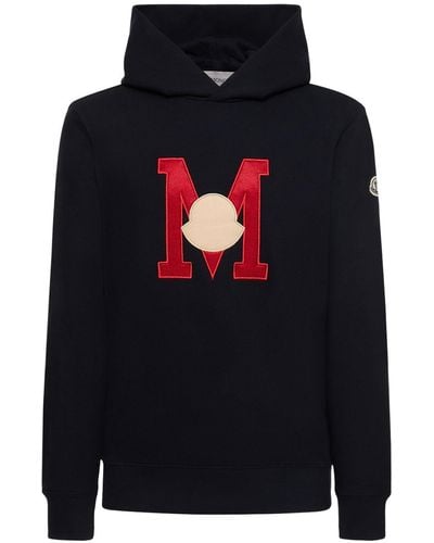 Moncler Logo Cotton Sweatshirt Hoodie - Black
