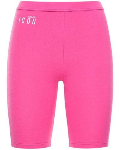 DSquared² Icon Cutout Cotton Jersey Cycling Shorts - Pink