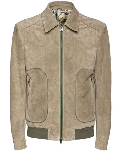 Etro Printed Leather Jacket - Natural