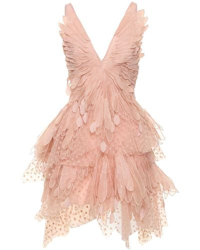 Zimmermann Lvr Exclusive Flocked Tulle Mini Dress - Pink