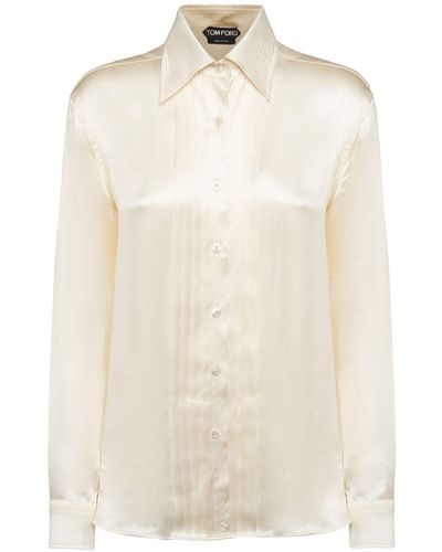 Tom Ford Fluid Charmeuse Silk Shirt - Natural